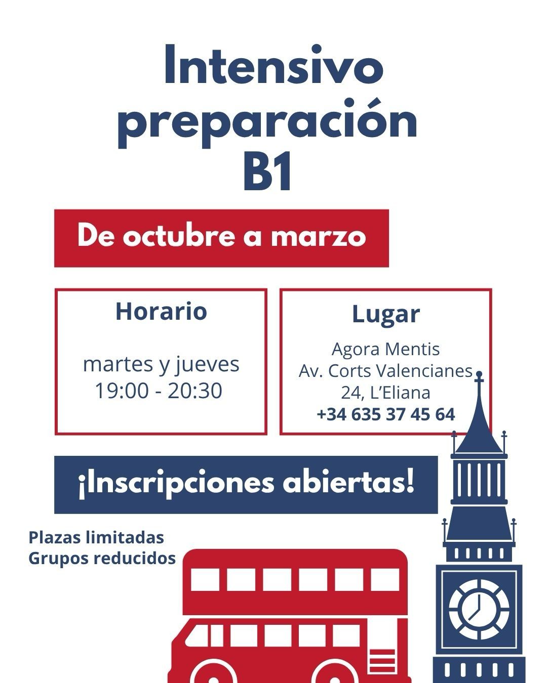 Cartel del intensivo de preparación B1 de Agora Mentis